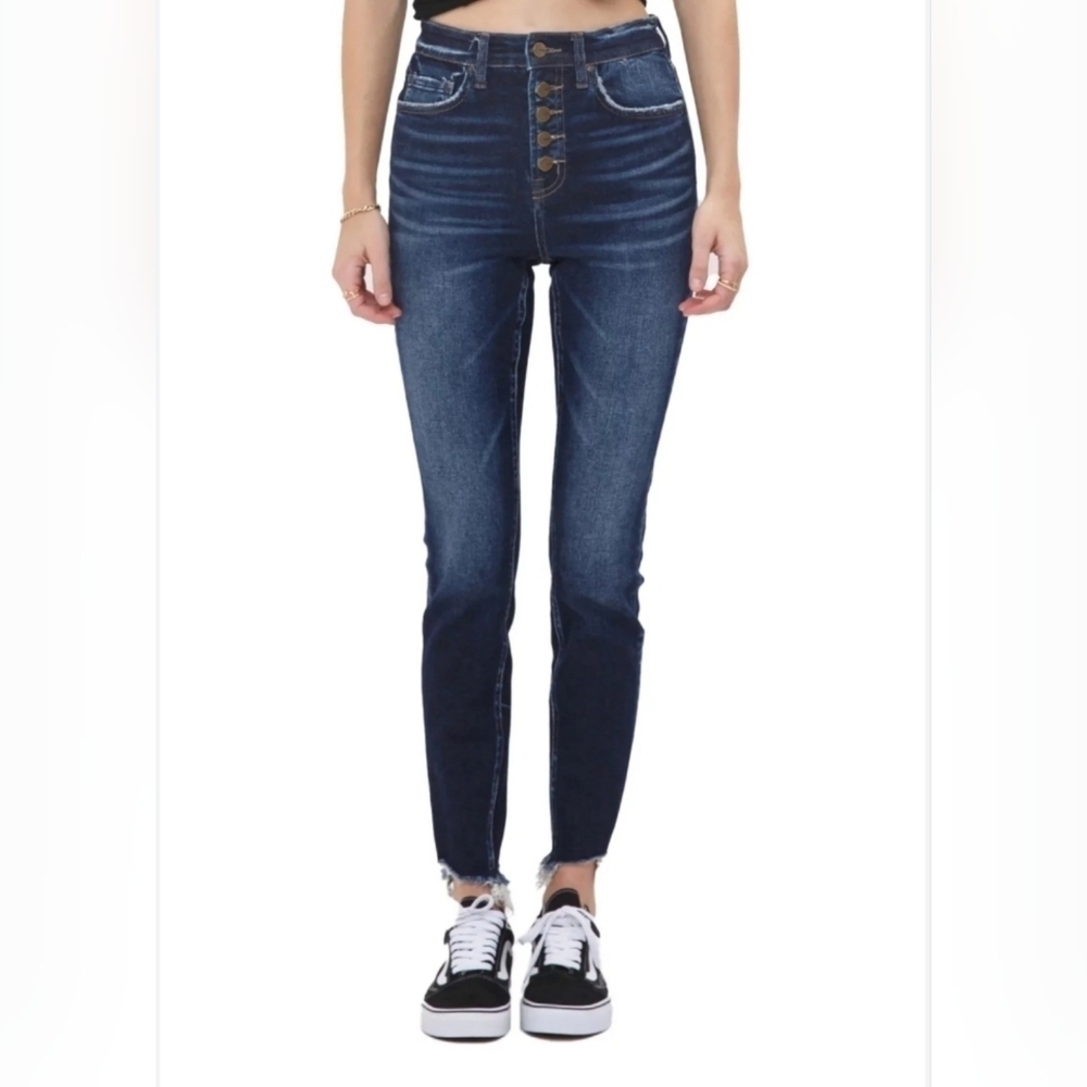 Mica Denim Rivale High Rise Ankle Skinny w/ Button Up Jeans, sz 31